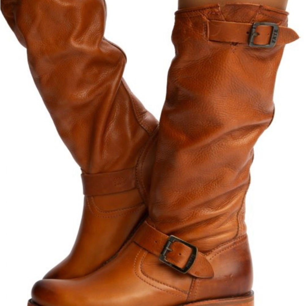 Frye cognac leather boots Veronica slouch whiskey women’s cowboy boots size 10